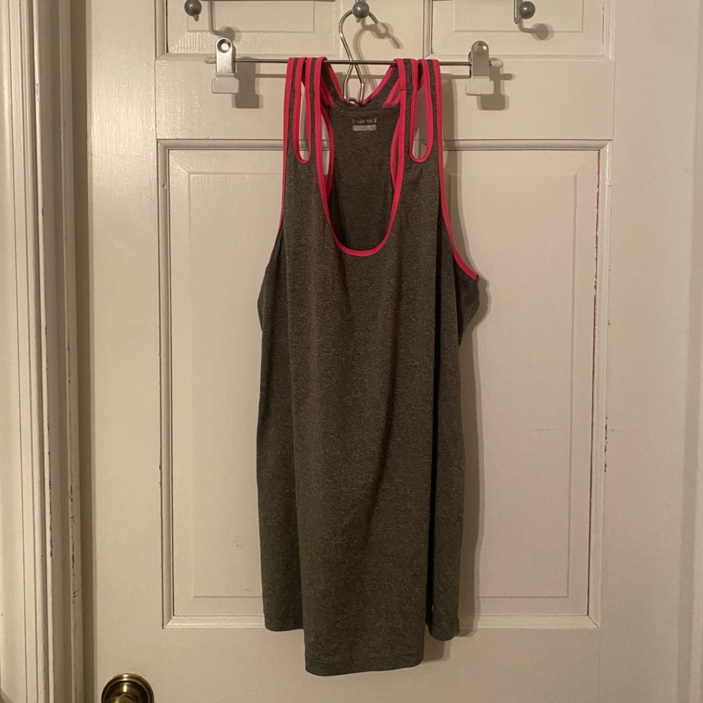 Workout Tank Top Gray with Hot Pink Accents
